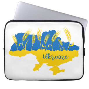 Funda Para Portátil Ukraine typography and wheat ear on Ukrainian flag