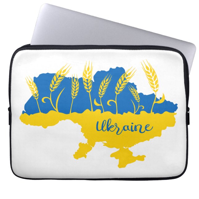 Funda Para Portátil Ukraine typography and wheat ear on Ukrainian flag (Frente)