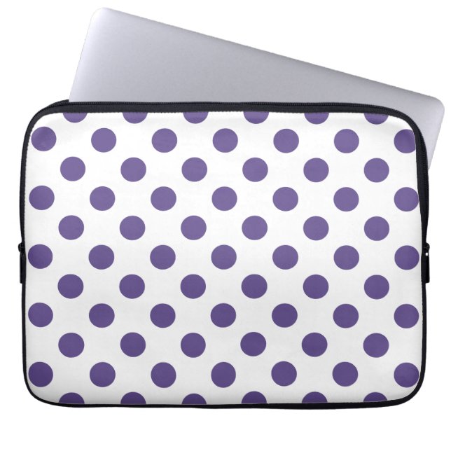 Funda Para Portátil Ultra violet polka dots on white (Frente)