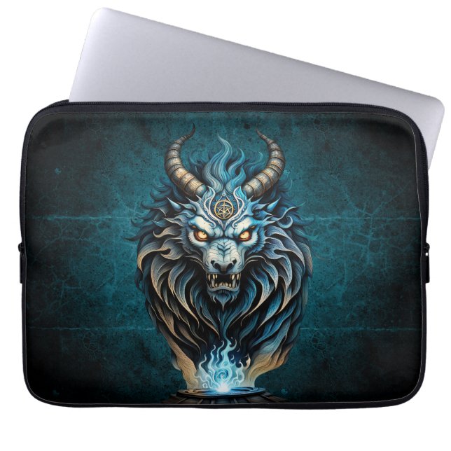 Funda Para Portátil Un animal azul feroz, una criatura majestuosa (Frente)