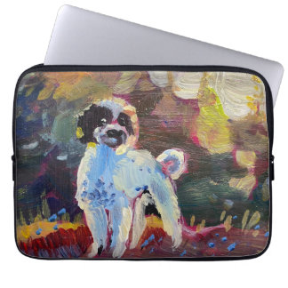 Funda Para Portátil Un caniche blanco y negro alegre