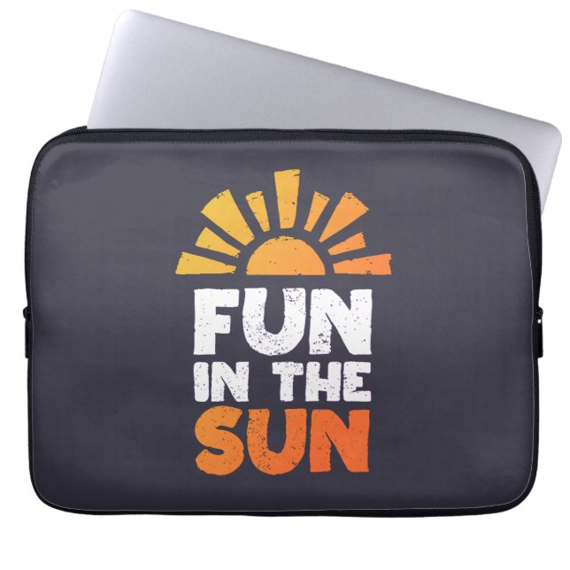 Funda Para Portátil Un cartel que dice diversión al sol (Frente)