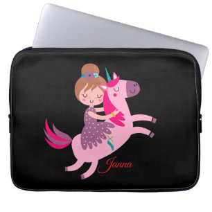Funda Para Portátil Un Chica muerto y muerto viajando en una unicornio