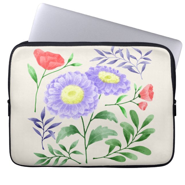 Funda Para Portátil Un conjunto de flores pintadas en acuarela (Frente)