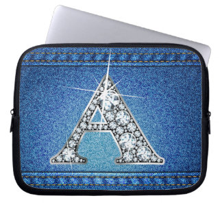 Funda Para Portátil Un "Diamante" Denim Stitling Electronics Bag