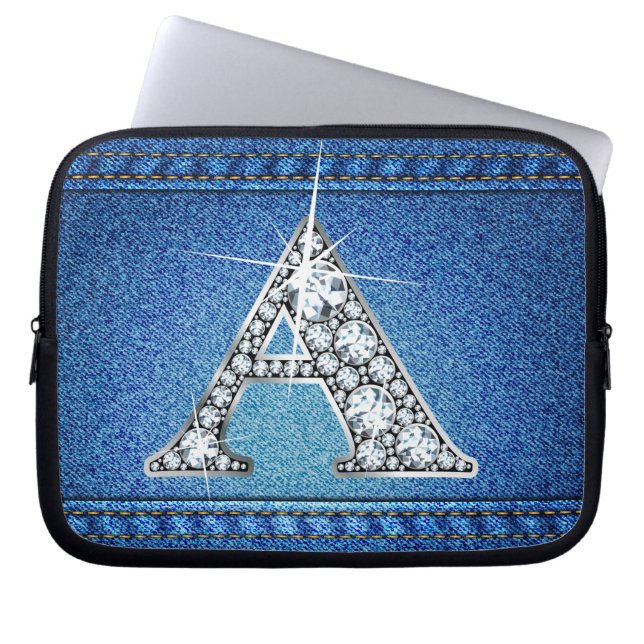 Funda Para Portátil Un "Diamante" Denim Stitling Electronics Bag (Frente)