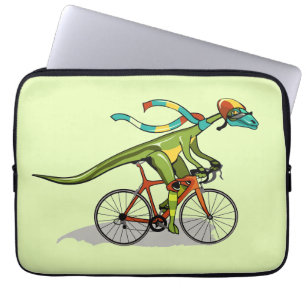 Funda Para Portátil Un Dinosaurio De Anabisetia Montando En Bicicleta.