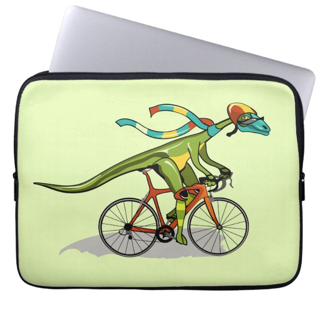 Funda Para Portátil Un Dinosaurio De Anabisetia Montando En Bicicleta. (Frente)