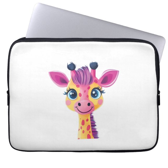 Funda Para Portátil Un diseño alegre y caprichoso de una jirafa joven (Frente)