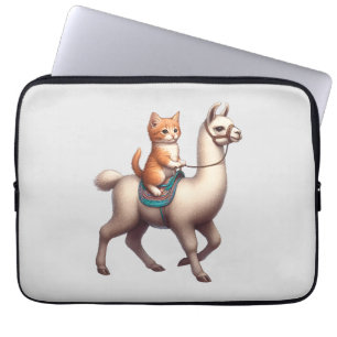 Funda Para Portátil Un gatito gatito montando llama fluida, gato y lla
