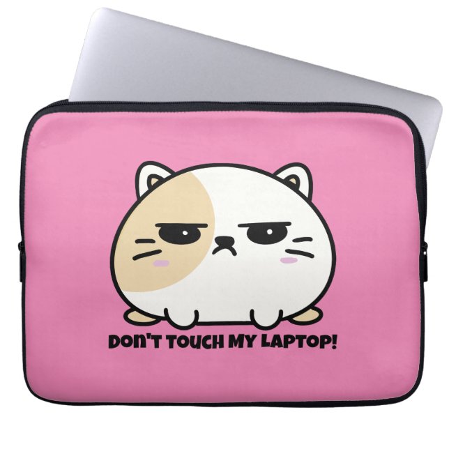 Funda Para Portátil Un gato de Mochi enojado de Kawaii Chubby (Frente)