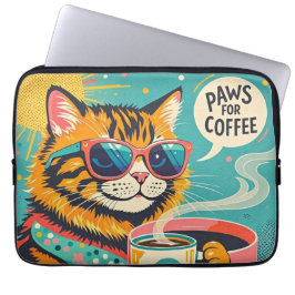 Funda Para Portátil Un gato personalizado de estilo retro con vidrio s