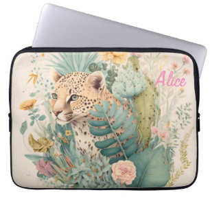Funda Para Portátil Un leopardo detrás del personalizado de los arbust