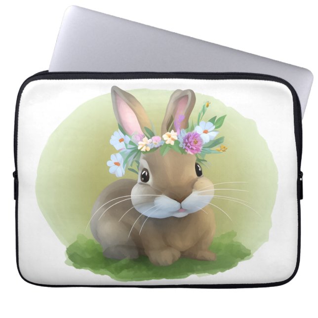 Funda Para Portátil Un lindo conejo de Pascua para un ánimo positivo (Frente)