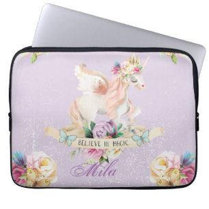 Funda Para Portátil Un lindo unicornio con tu nombre en él