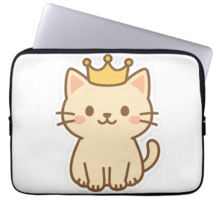 Funda Para Portátil Un majestuoso gato cariñoso con una corona