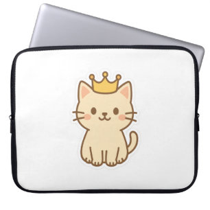 Funda Para Portátil Un majestuoso gato cariñoso con una corona