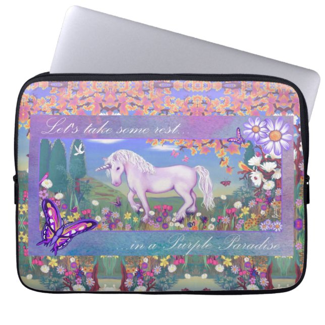 Funda Para Portátil Un paraíso morado (Frente)