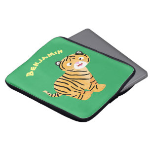 Funda Para Portátil Un personalizado feliz del cachorro de tigre