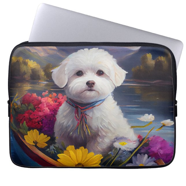 Funda Para Portátil Una Aventura Escenaria: Una Aventura Bichon Frise  (Frente)