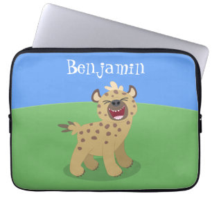 Funda Para Portátil Una chiflada hiena riéndose del ilustracion person