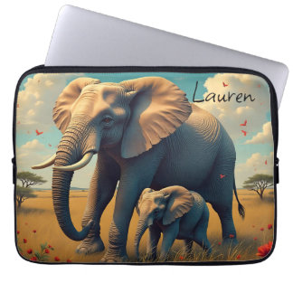Funda Para Portátil Una dulce mamá sensorial y un elefante bebé