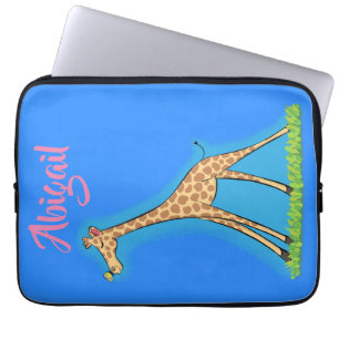Funda Para Portátil Una jirafa alegre con personalizado de mariposa