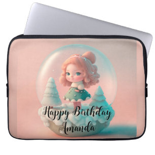 Funda Para Portátil Una muñeca graciosa en la nube