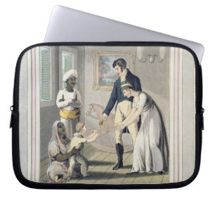 Funda Para Portátil Una señora europea y su familia, asistidas por un
