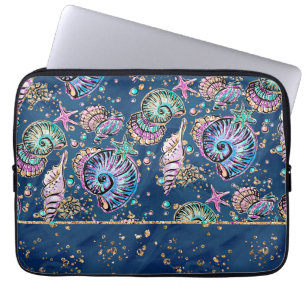 Funda Para Portátil Underwater Blue Luxe Caminata de Oro Pastel