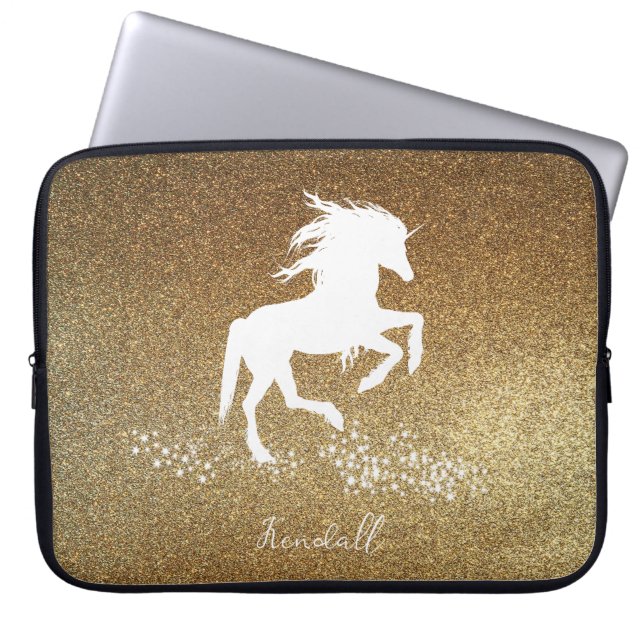Funda para portátil Unicorn Purpurina Gold (Frente)