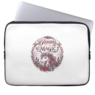 Funda Para Portátil Unicornio florece con magia lista para POD Fondo b
