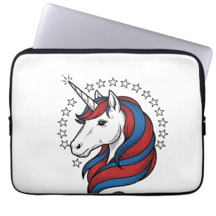 Funda Para Portátil Unicornio Patriótico Diseño Vectorial de Grabado V