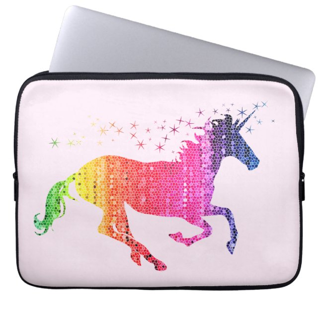 Funda Para Portátil Unicornio Rosa Arcoíris (Frente)