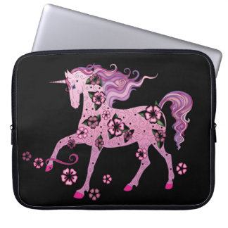 Funda Para Portátil Unicornio rosado en negro