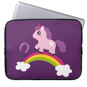 Funda Para Portátil Unicornio rosado en un arcoiris