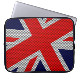 Funda Para Portátil Union Jack on Carbon Fiber Style Colours
