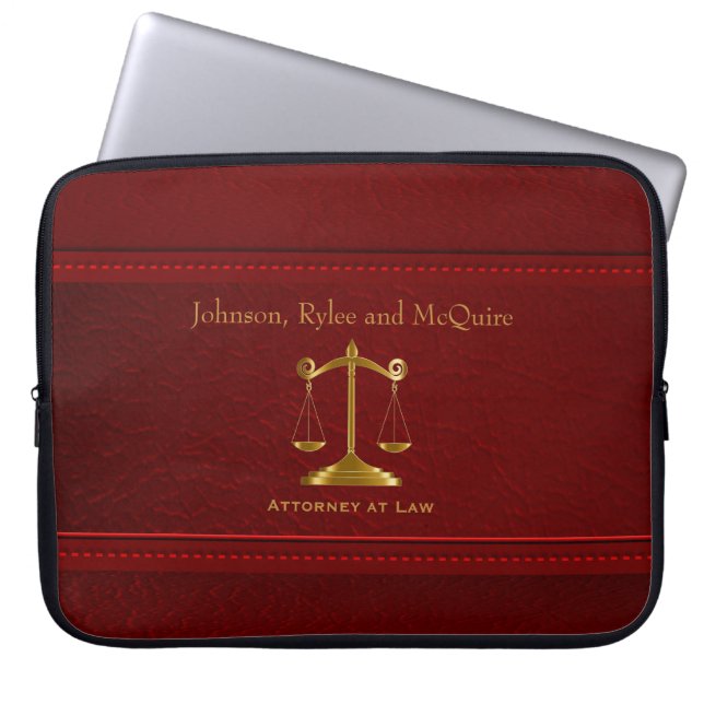 Funda Para Portátil Upscale Deep Red Leather - Diseño de ⚖ Procurador (Frente)