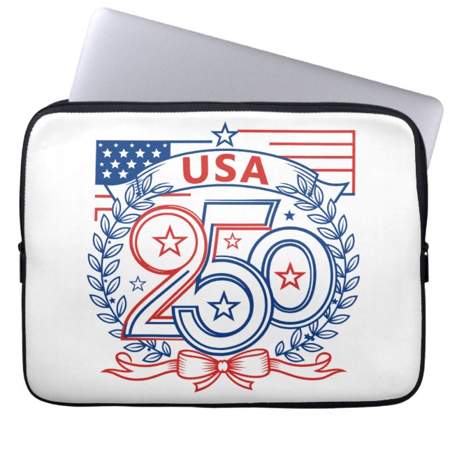 Funda Para Portátil USA 250 Patriotic Anniversary Emblem Design (Frente)
