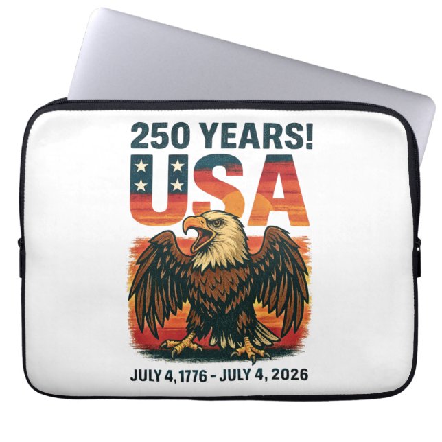 Funda Para Portátil USA 250 Years – Patriotic Bald Eagle July 4th 2026 (Frente)