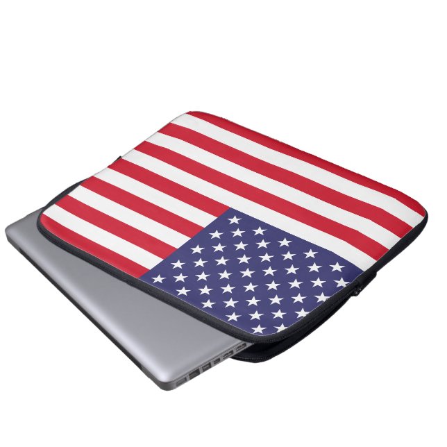 Funda Para Portátil USA Flag Patriotic American Red White Blue (Inferior anverso)