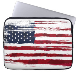 Funda Para Portátil USA Flag Patriotic American Red White Blue
