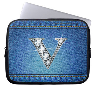 Funda Para Portátil V "Diamante" Denim Stitching Electronics Bag