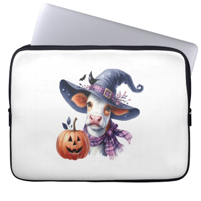 Funda Para Portátil Vaca de Halloween con caída (Frente)