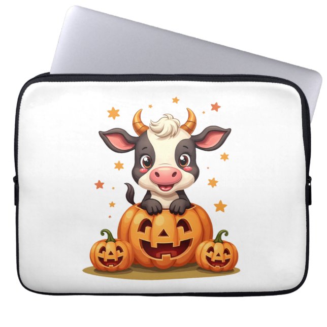 Funda Para Portátil Vaca de parche de calabaza (Frente)