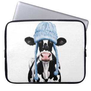 Funda Para Portátil Vaca en un gorra.