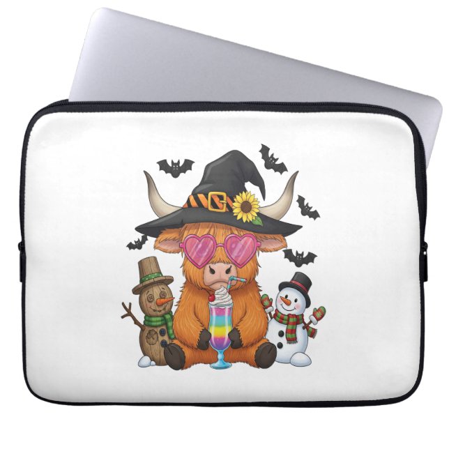 Funda Para Portátil Vaca Highland de Halloween (2) (Frente)