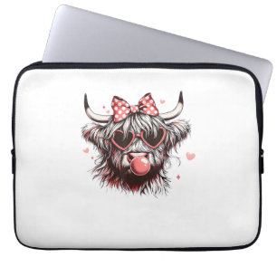 Funda Para Portátil Vaca Highland de Valentine Coquette Bow Heifer