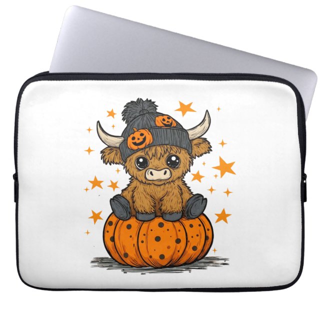 Funda Para Portátil Vaca Retro Halloween Highland (Frente)