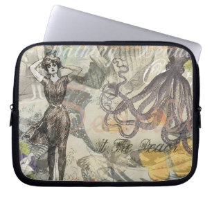 Funda Para Portátil Vacaciones en la playa del pulpo victoriano gótico